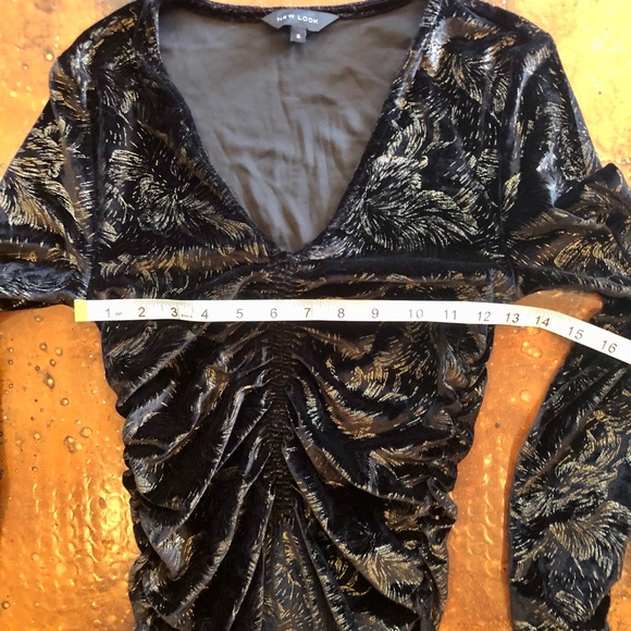 New Look Black Velvet and Gold Wiggle Dress Size 4 - Picture 6 of 13